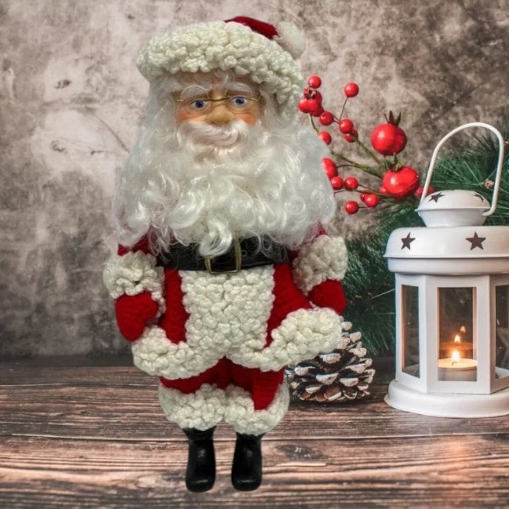 Vintage 1990 Billie Pepper Christmas SANTA CLAUS with Crochet Clothes Suit 14”